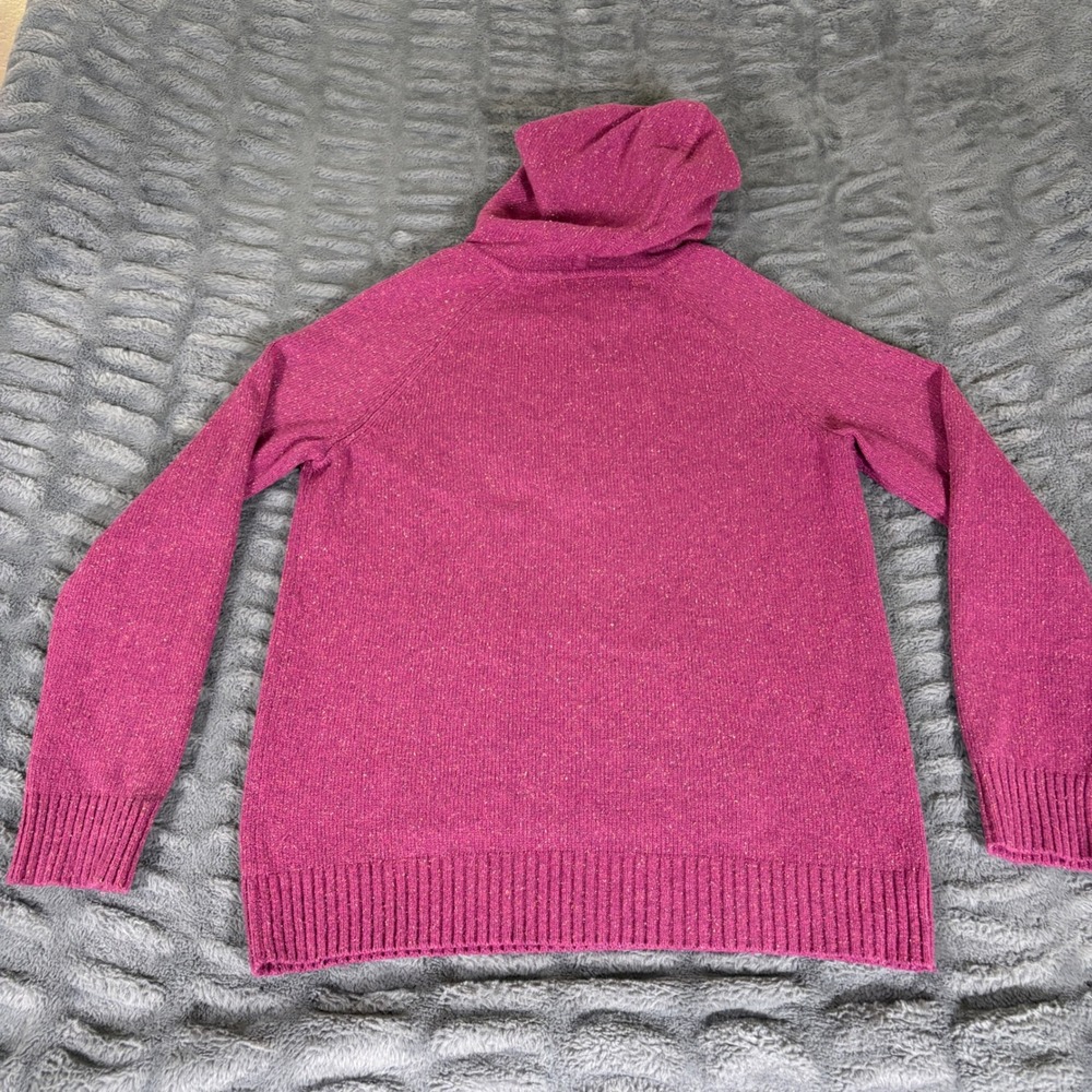 Patagonia Womens Magenta Pink Speckled Wool Blend Henley Hoodie Sweater Size M - Picture 2 of 6